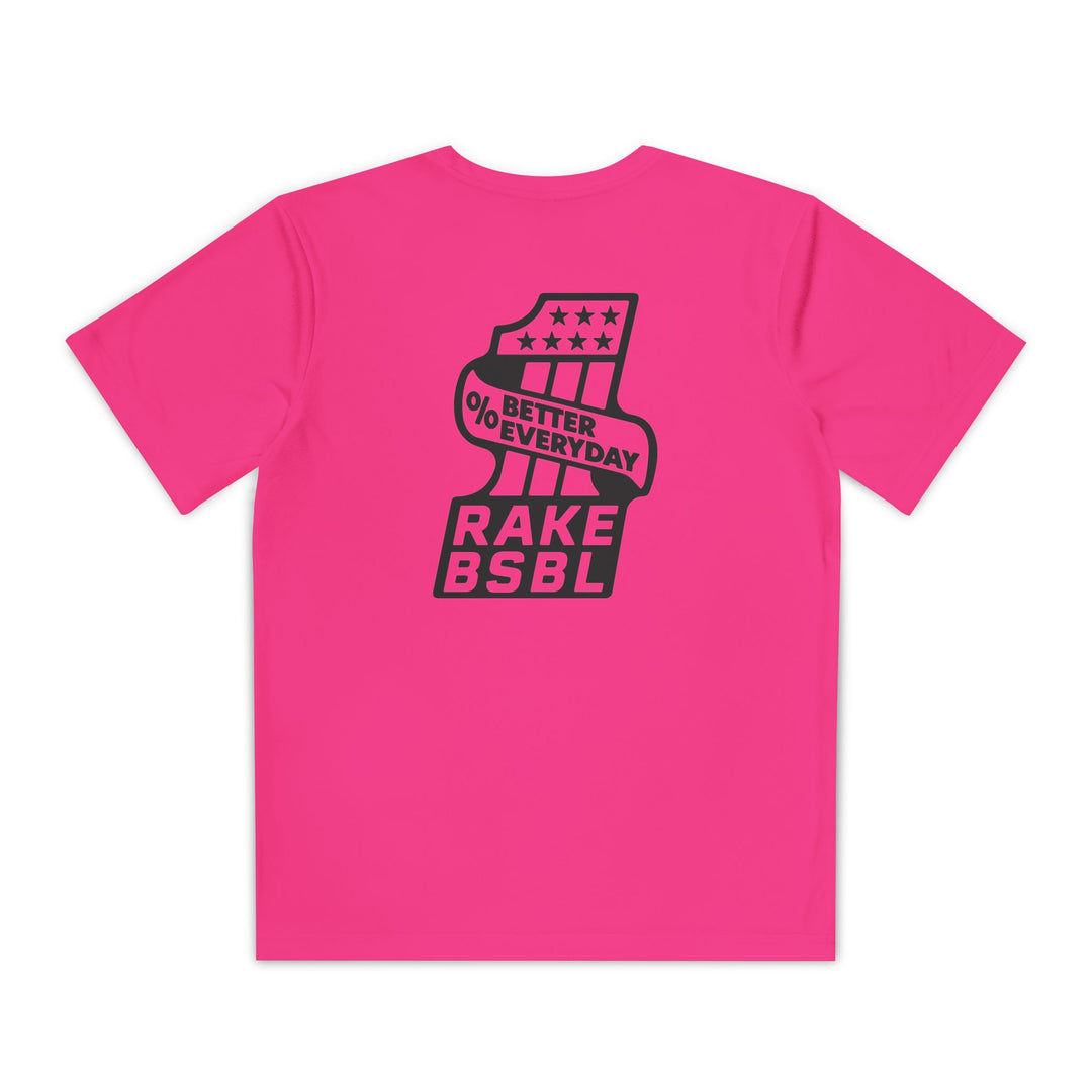 Kids One Percent Better Dry Fit Tee - Rake Baseball Company - RAKE BASEBALL | BASEBALL T-SHIRT | BASEBALL CLOTHING | GOOD VIBES ONLY