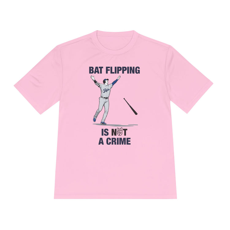 Bat Flipping Is Not A Crime Dry Fit Tee - Rake Baseball Company - RAKE BASEBALL | BASEBALL T-SHIRT | BASEBALL CLOTHING | GOOD VIBES ONLY