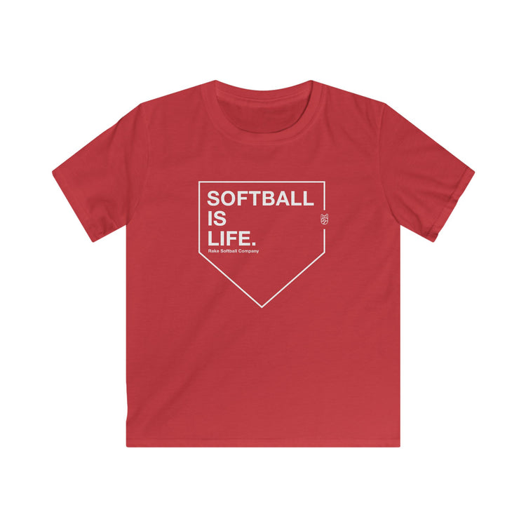 Kids Softball Is Life Tee - Rake Baseball Company - RAKE BASEBALL | BASEBALL T-SHIRT | BASEBALL CLOTHING | GOOD VIBES ONLY