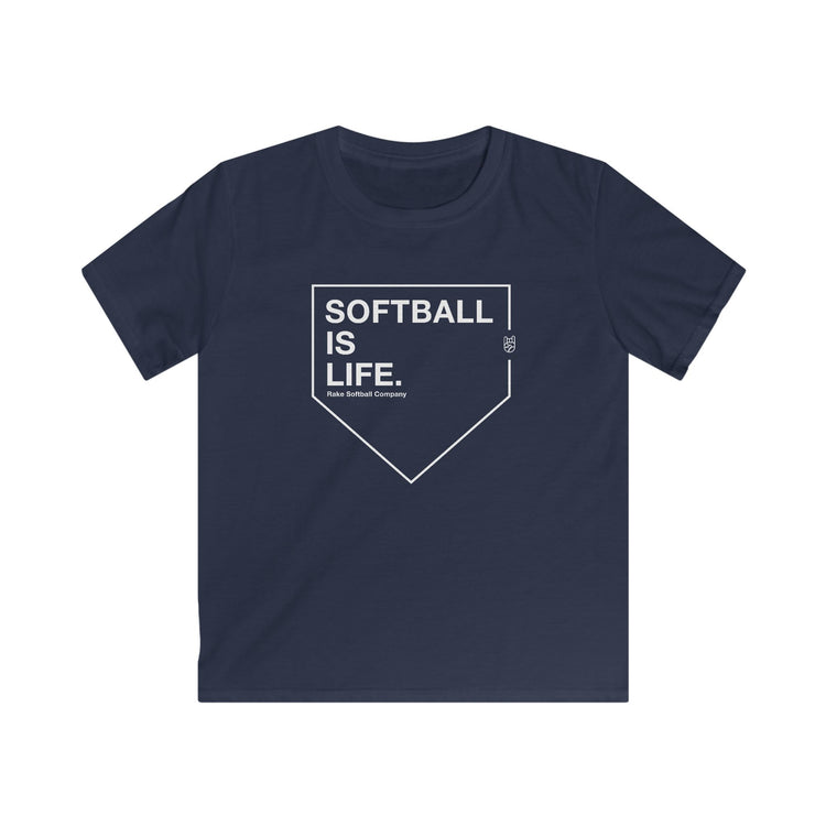 Kids Softball Is Life Tee - Rake Baseball Company - RAKE BASEBALL | BASEBALL T-SHIRT | BASEBALL CLOTHING | GOOD VIBES ONLY