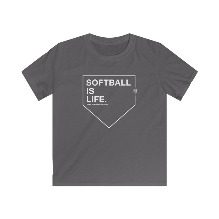 Kids Softball Is Life Tee - Rake Baseball Company - RAKE BASEBALL | BASEBALL T-SHIRT | BASEBALL CLOTHING | GOOD VIBES ONLY