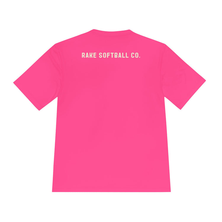 Built To Rake Softball Dry Fit Tee - Rake Baseball Company - RAKE BASEBALL | BASEBALL T-SHIRT | BASEBALL CLOTHING | GOOD VIBES ONLY