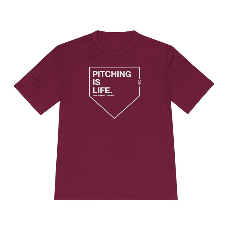 Pitching Is Life Dry Fit Tee - Rake Baseball Company - RAKE BASEBALL | BASEBALL T-SHIRT | BASEBALL CLOTHING | GOOD VIBES ONLY