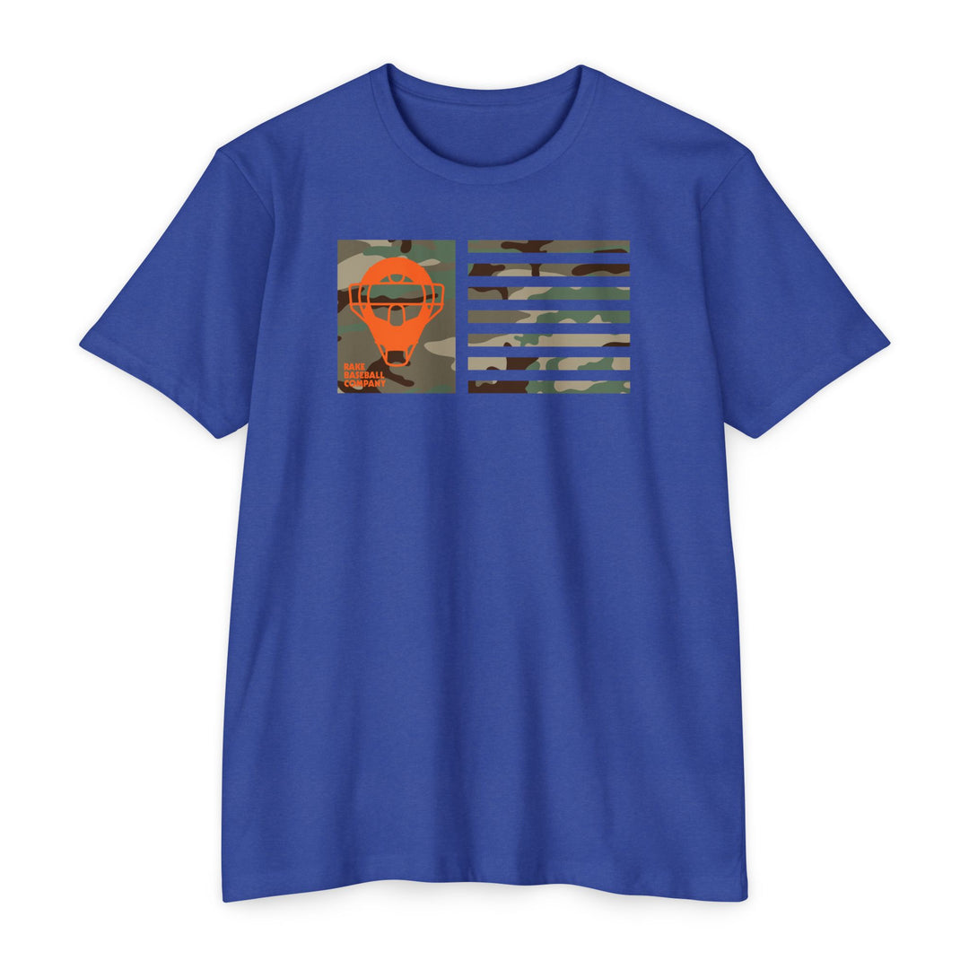 Orange Camo Catcher's Mask Flag Tee