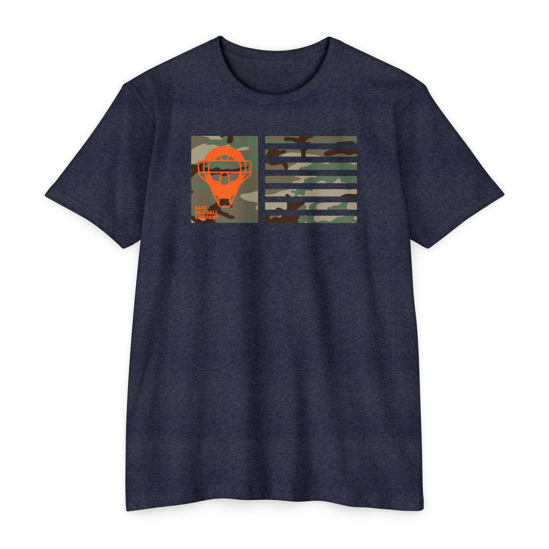 Orange Camo Catcher's Mask Flag Tee