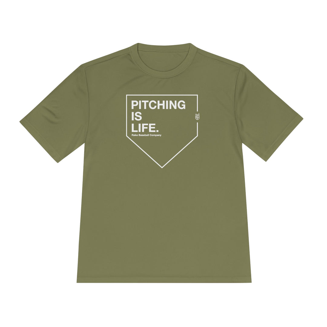 Pitching Is Life Dry Fit Tee - Rake Baseball Company - RAKE BASEBALL | BASEBALL T-SHIRT | BASEBALL CLOTHING | GOOD VIBES ONLY