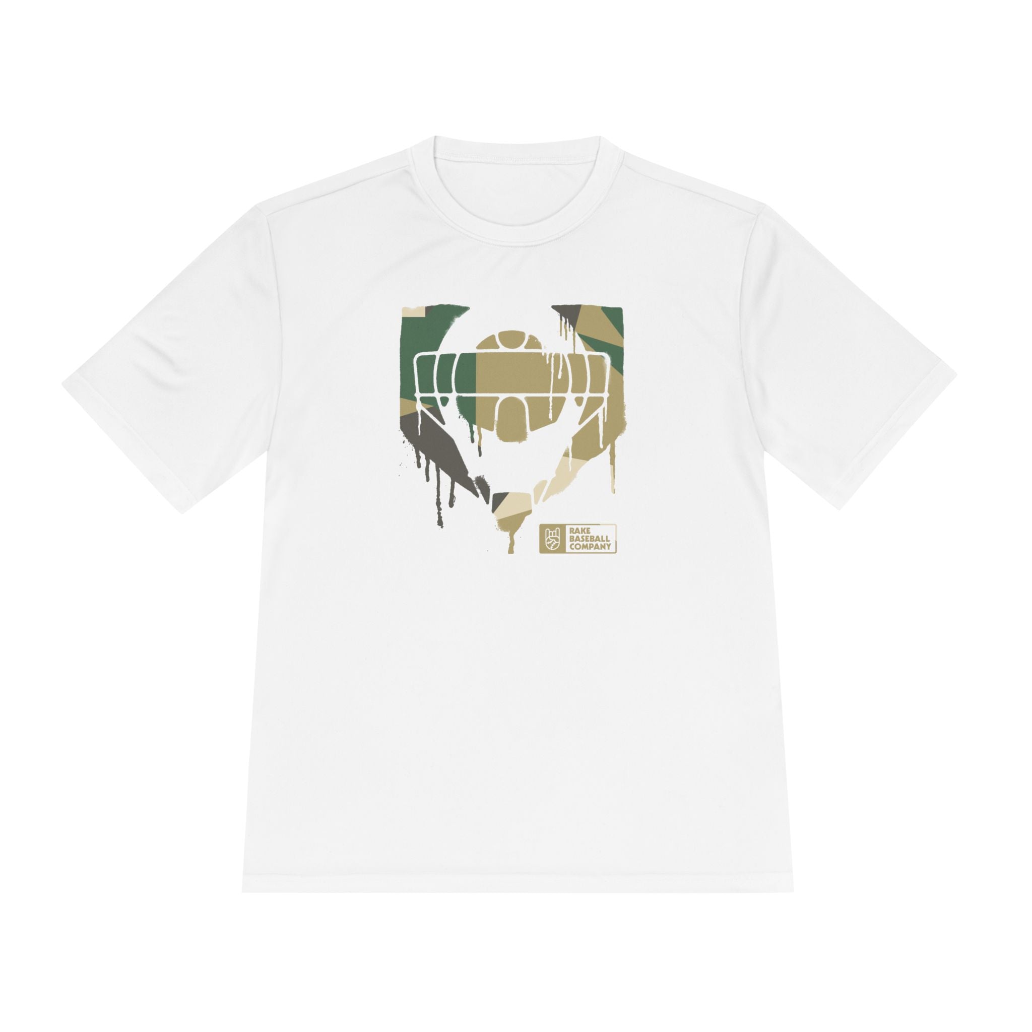 Catcher's Camo Drip Dry Fit Tee - Rake Baseball Company - RAKE BASEBALL | BASEBALL T-SHIRT | BASEBALL CLOTHING | GOOD VIBES ONLY