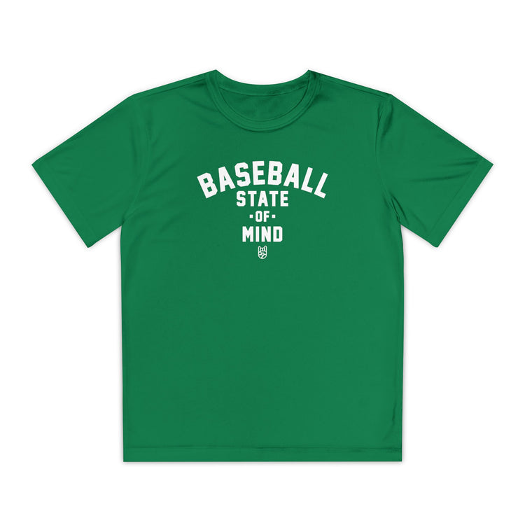 Kids Baseball State Of Mind Dry Fit Tee - Rake Baseball Company - RAKE BASEBALL | BASEBALL T-SHIRT | BASEBALL CLOTHING | GOOD VIBES ONLY