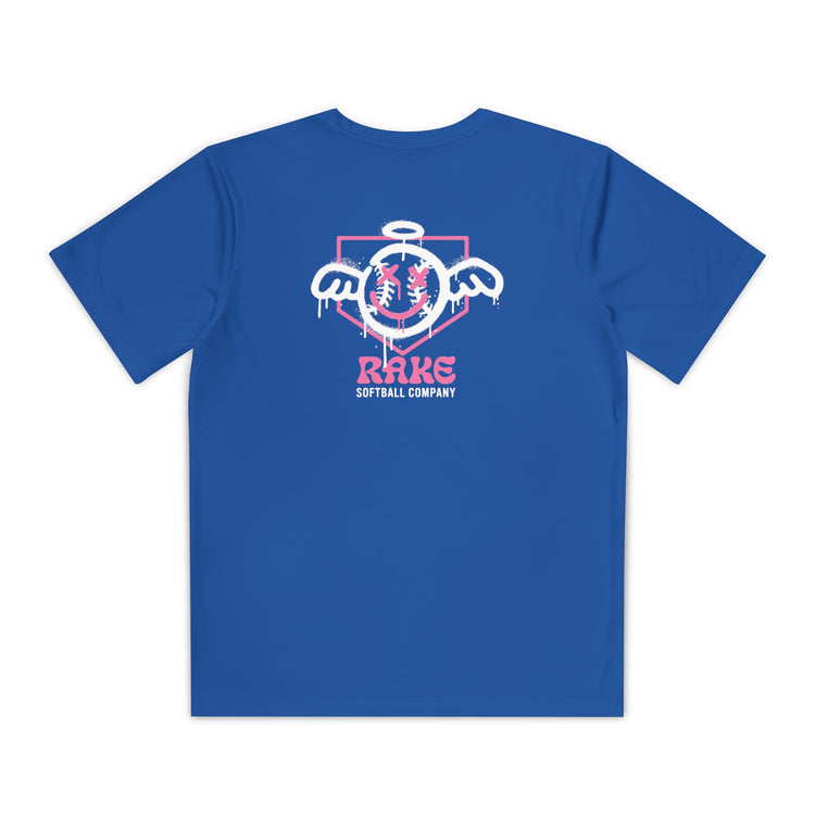 Kids She Angel Drip Softball Dry Fit Tee - Rake Baseball Company - RAKE BASEBALL | BASEBALL T-SHIRT | BASEBALL CLOTHING | GOOD VIBES ONLY
