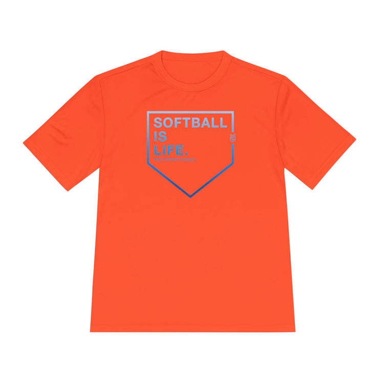 Softball Is Life Dry Fit Tee - Rake Baseball Company - RAKE BASEBALL | BASEBALL T-SHIRT | BASEBALL CLOTHING | GOOD VIBES ONLY