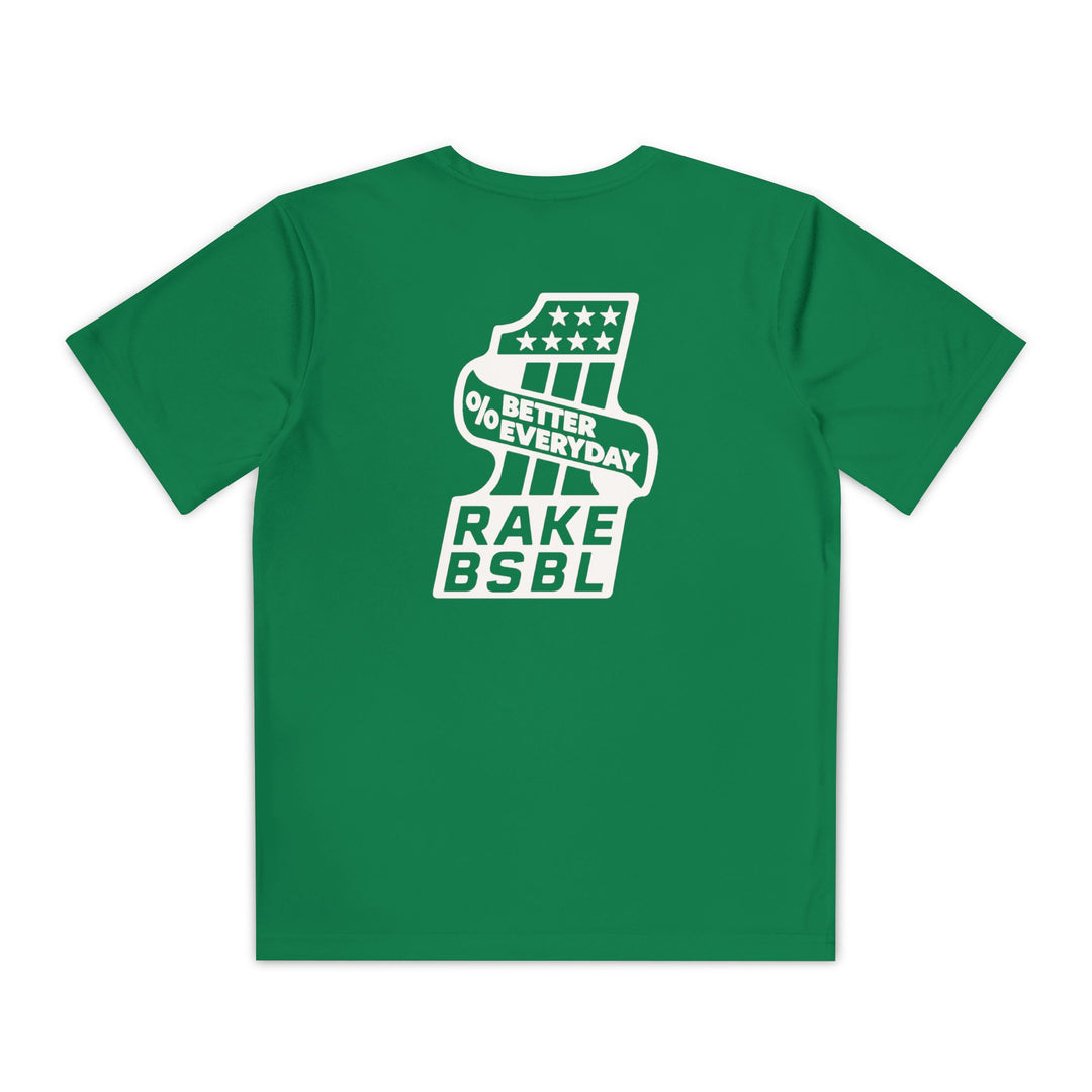 Kids One Percent Better Dry Fit Tee - Rake Baseball Company - RAKE BASEBALL | BASEBALL T-SHIRT | BASEBALL CLOTHING | GOOD VIBES ONLY