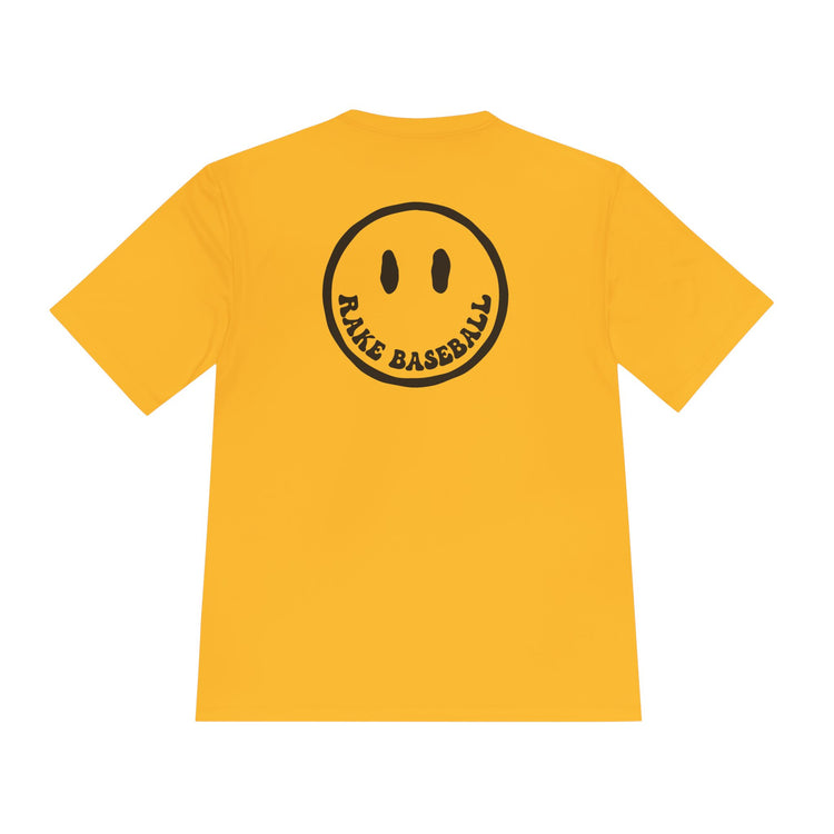 Rake Smile Dry Fit Tee - Rake Baseball Company - RAKE BASEBALL | BASEBALL T-SHIRT | BASEBALL CLOTHING | GOOD VIBES ONLY