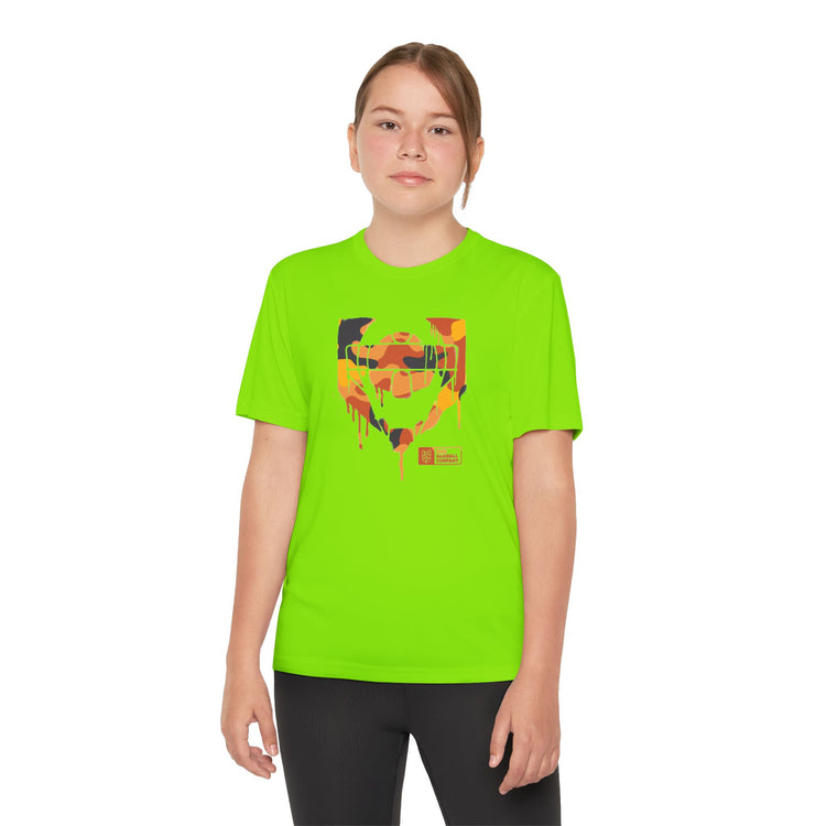 Kids Catcher's Drip Orange Camo Dry Fit Tee - Rake Baseball Company - RAKE BASEBALL | BASEBALL T-SHIRT | BASEBALL CLOTHING | GOOD VIBES ONLY