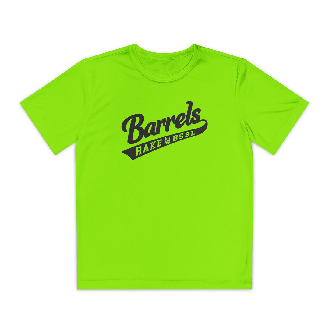 Kids Barrels Dry Fit Tee - Rake Baseball Company - RAKE BASEBALL | BASEBALL T-SHIRT | BASEBALL CLOTHING | GOOD VIBES ONLY