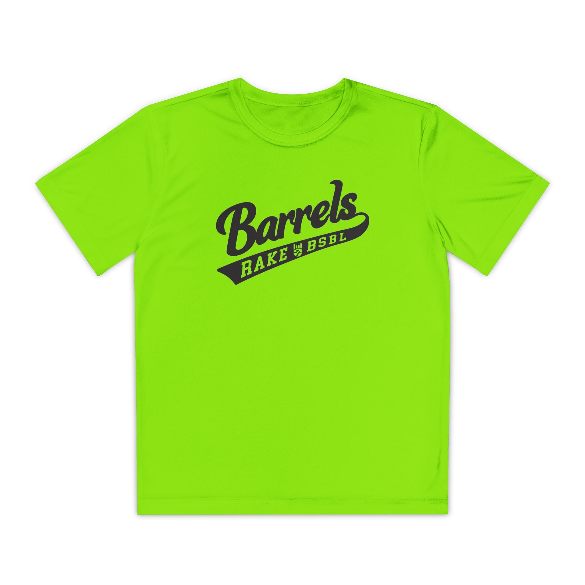 Kids Barrels Dry Fit Tee - Rake Baseball Company - RAKE BASEBALL | BASEBALL T-SHIRT | BASEBALL CLOTHING | GOOD VIBES ONLY