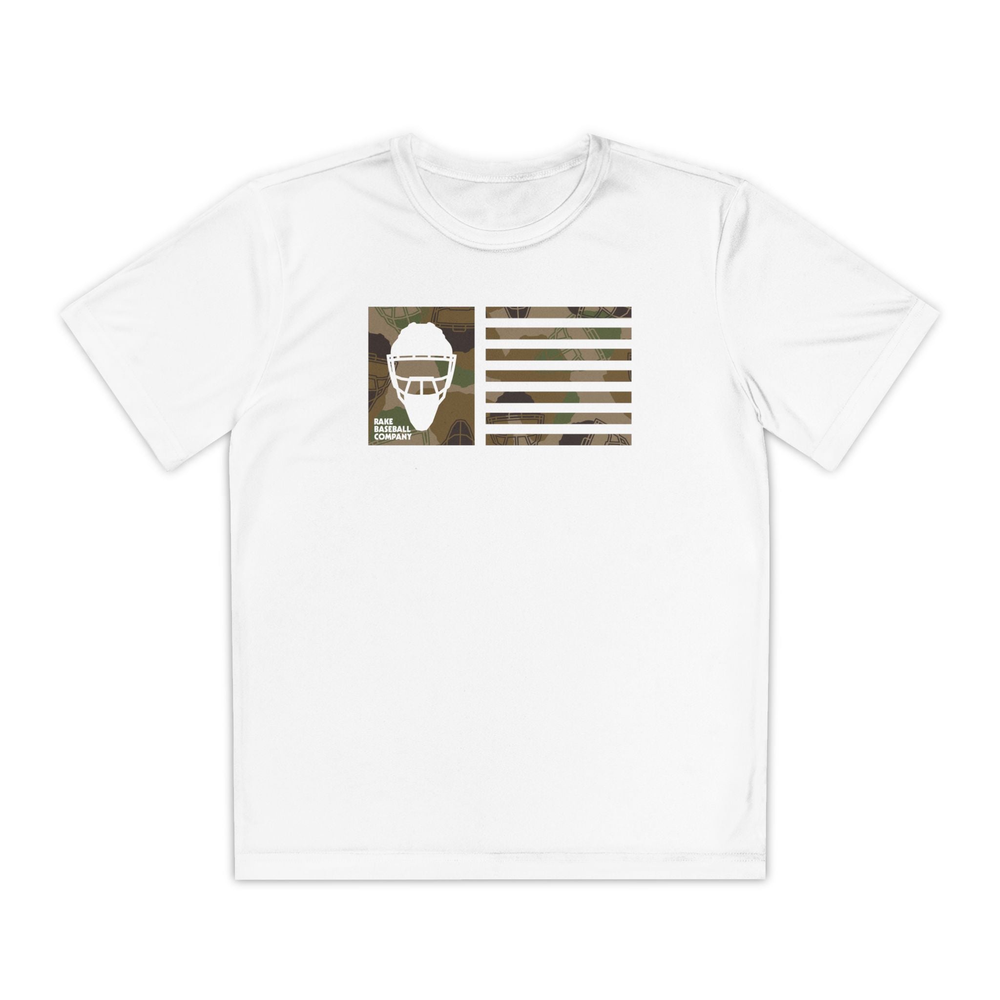 Kids Camo Hockey Mask Flag Dry Fit Tee - Rake Baseball Company - RAKE BASEBALL | BASEBALL T-SHIRT | BASEBALL CLOTHING | GOOD VIBES ONLY