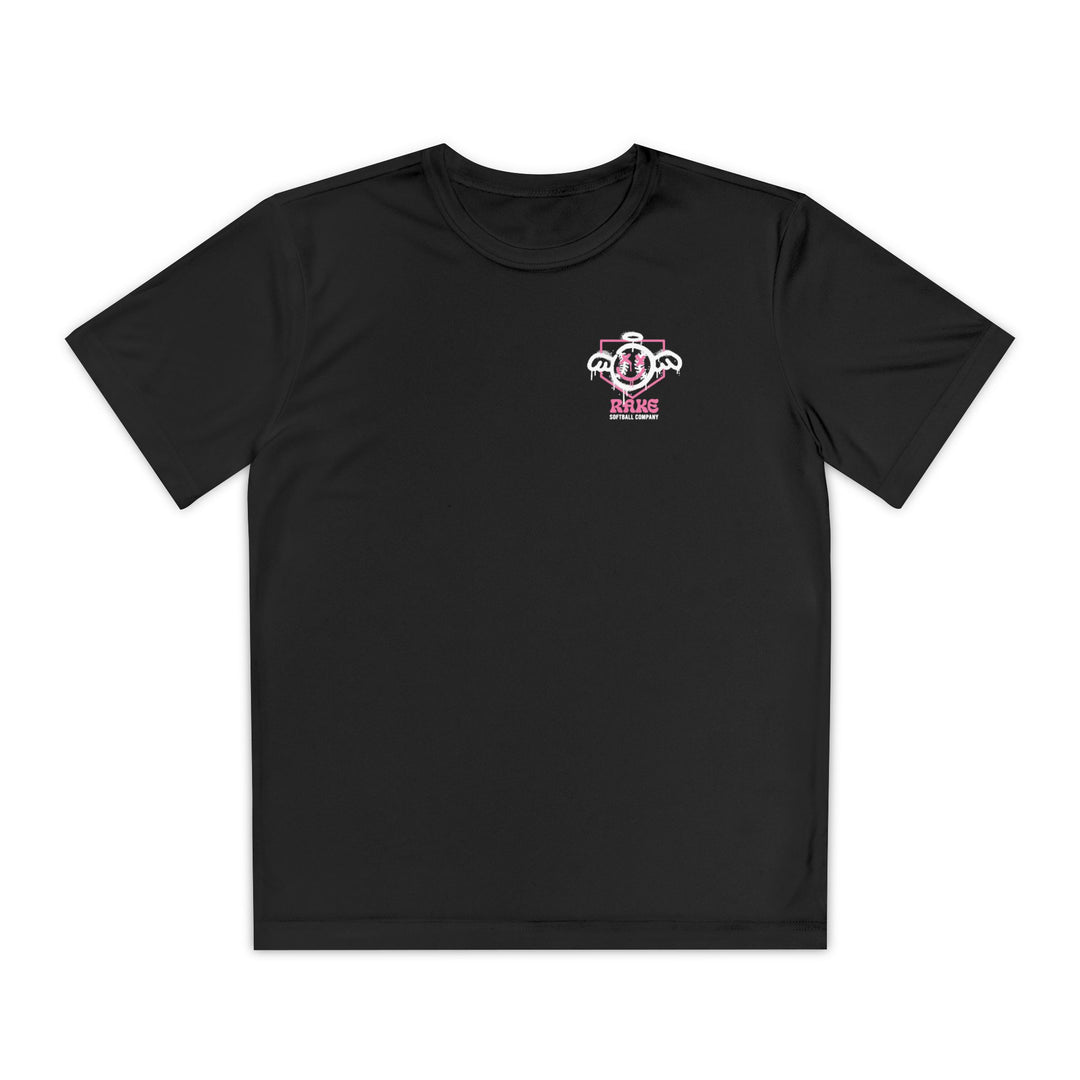 Kids She Angel Drip Softball Dry Fit Tee - Rake Baseball Company - RAKE BASEBALL | BASEBALL T-SHIRT | BASEBALL CLOTHING | GOOD VIBES ONLY