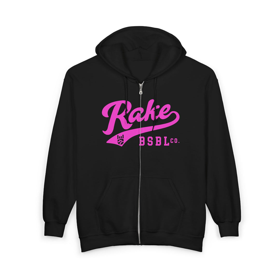 Rake Script (Pink) Full Zip Hoodie