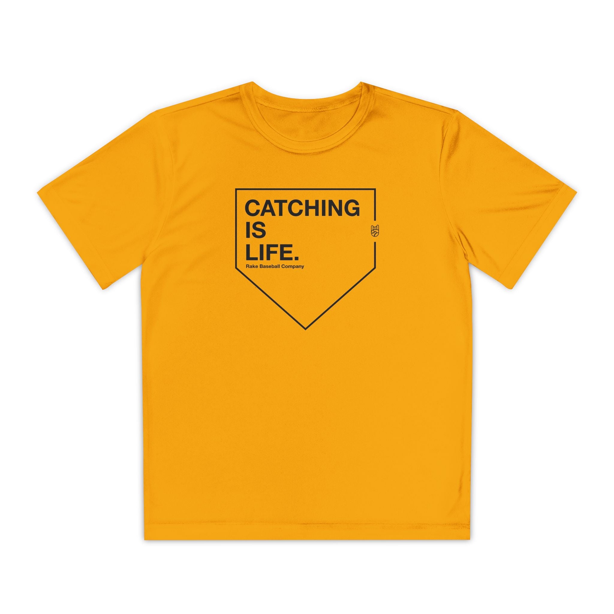 Kids Catching Is Life Dry Fit Tee - Rake Baseball Company - RAKE BASEBALL | BASEBALL T-SHIRT | BASEBALL CLOTHING | GOOD VIBES ONLY