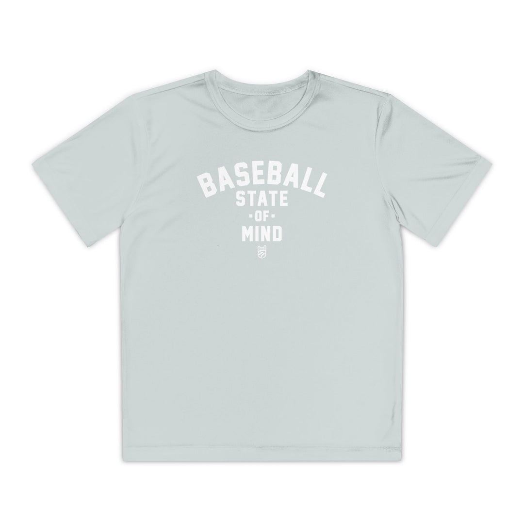 Kids Baseball State Of Mind Dry Fit Tee - Rake Baseball Company - RAKE BASEBALL | BASEBALL T-SHIRT | BASEBALL CLOTHING | GOOD VIBES ONLY