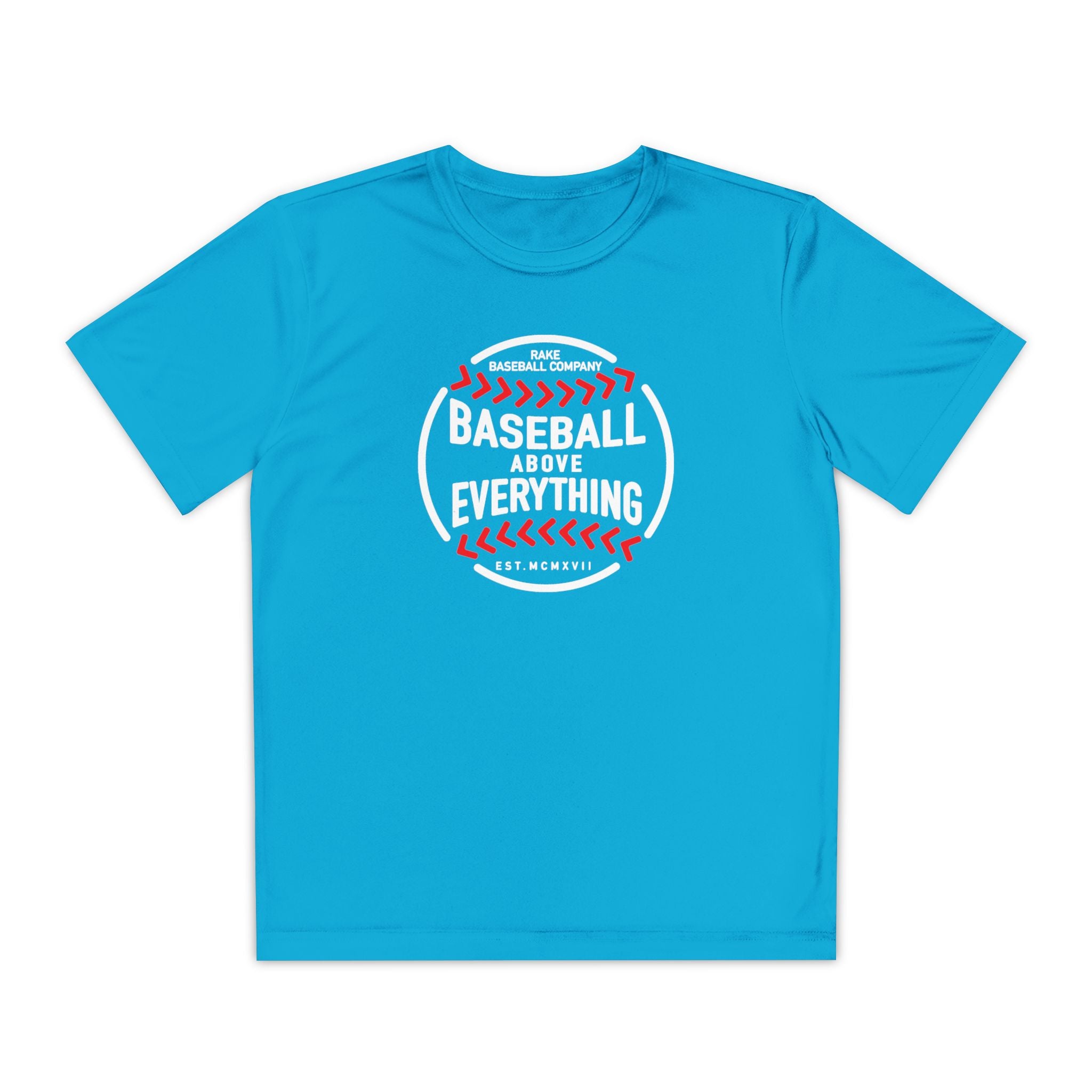 Kids Baseball Above Everything Dry Fit Tee - Rake Baseball Company - RAKE BASEBALL | BASEBALL T-SHIRT | BASEBALL CLOTHING | GOOD VIBES ONLY
