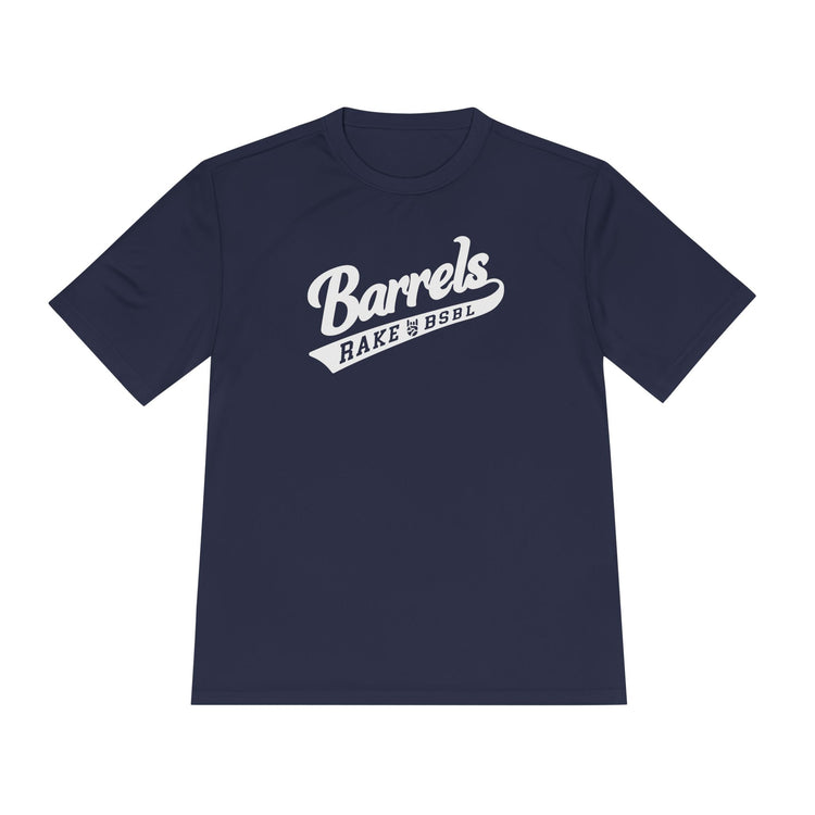 Barrels Dry Fit Tee - Rake Baseball Company - RAKE BASEBALL | BASEBALL T-SHIRT | BASEBALL CLOTHING | GOOD VIBES ONLY