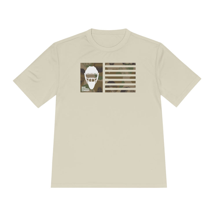 Camo Hockey Mask Flag Dry Fit Tee - Rake Baseball Company - RAKE BASEBALL | BASEBALL T-SHIRT | BASEBALL CLOTHING | GOOD VIBES ONLY