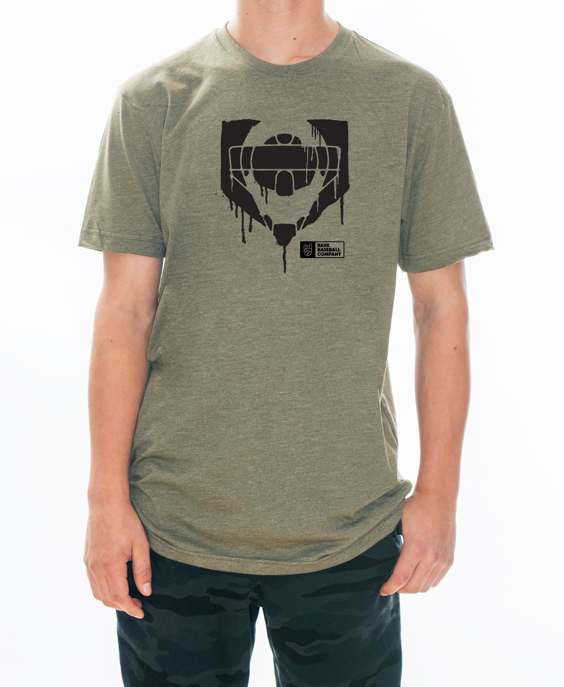 Catcher Drip Tee - Rake Baseball Company - RAKE BASEBALL | BASEBALL T-SHIRT | BASEBALL CLOTHING | GOOD VIBES ONLY