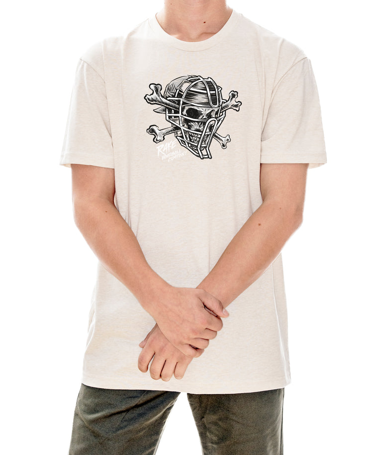 Catcher Skull Tee - Rake Baseball Company - RAKE BASEBALL | BASEBALL T-SHIRT | BASEBALL CLOTHING | GOOD VIBES ONLY