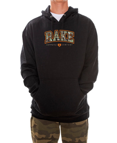 Rake Collegiate Camo Hoodie - Rake Baseball Company - RAKE BASEBALL | BASEBALL T-SHIRT | BASEBALL CLOTHING | GOOD VIBES ONLY