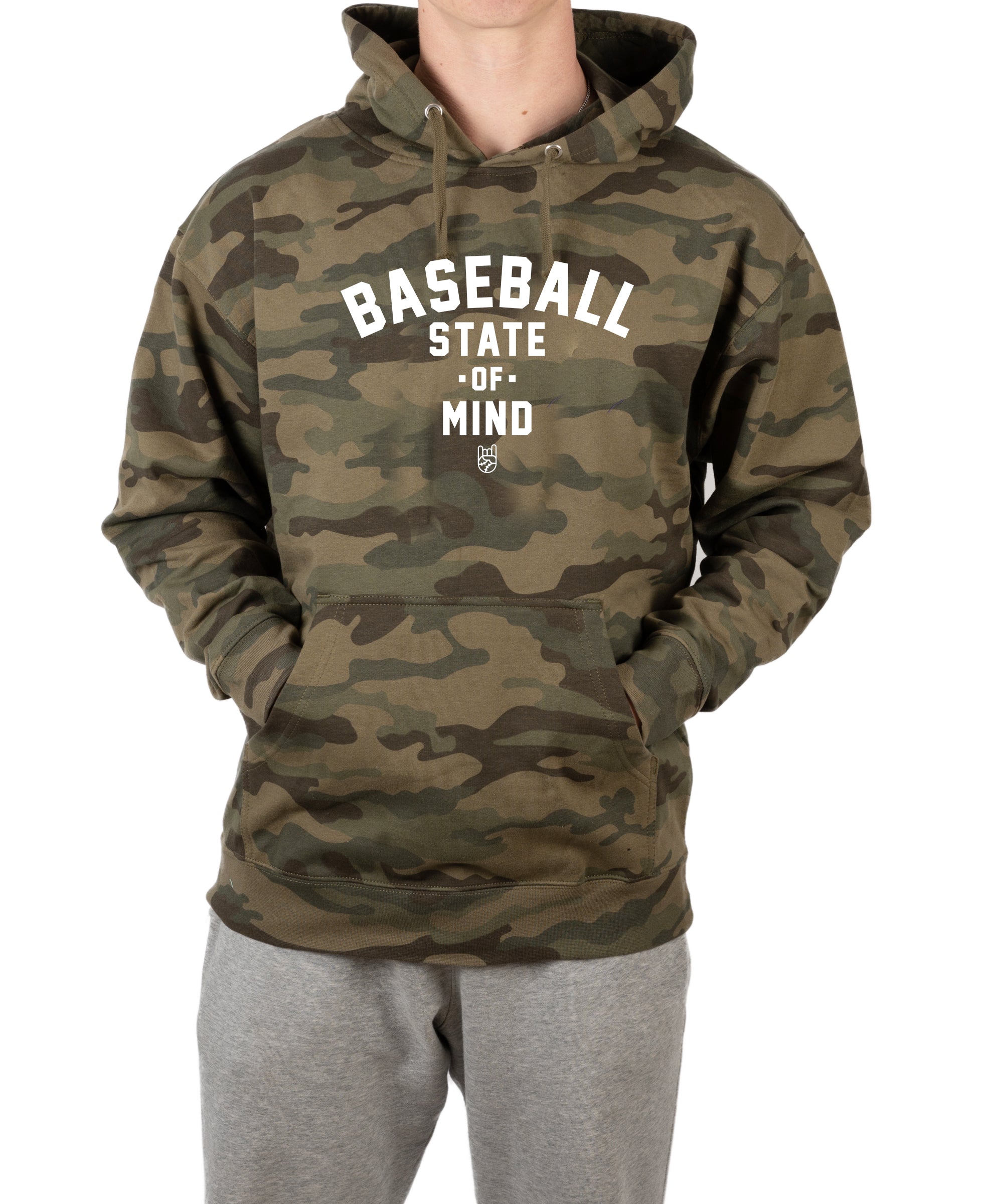 Baseball State of Mind Hoodie Adult M Camo