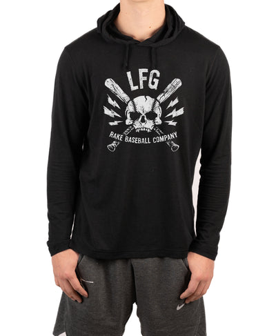 LFG Long Sleeve Performance Hooded Tee - Rake Baseball Company - RAKE BASEBALL | BASEBALL T-SHIRT | BASEBALL CLOTHING | GOOD VIBES ONLY