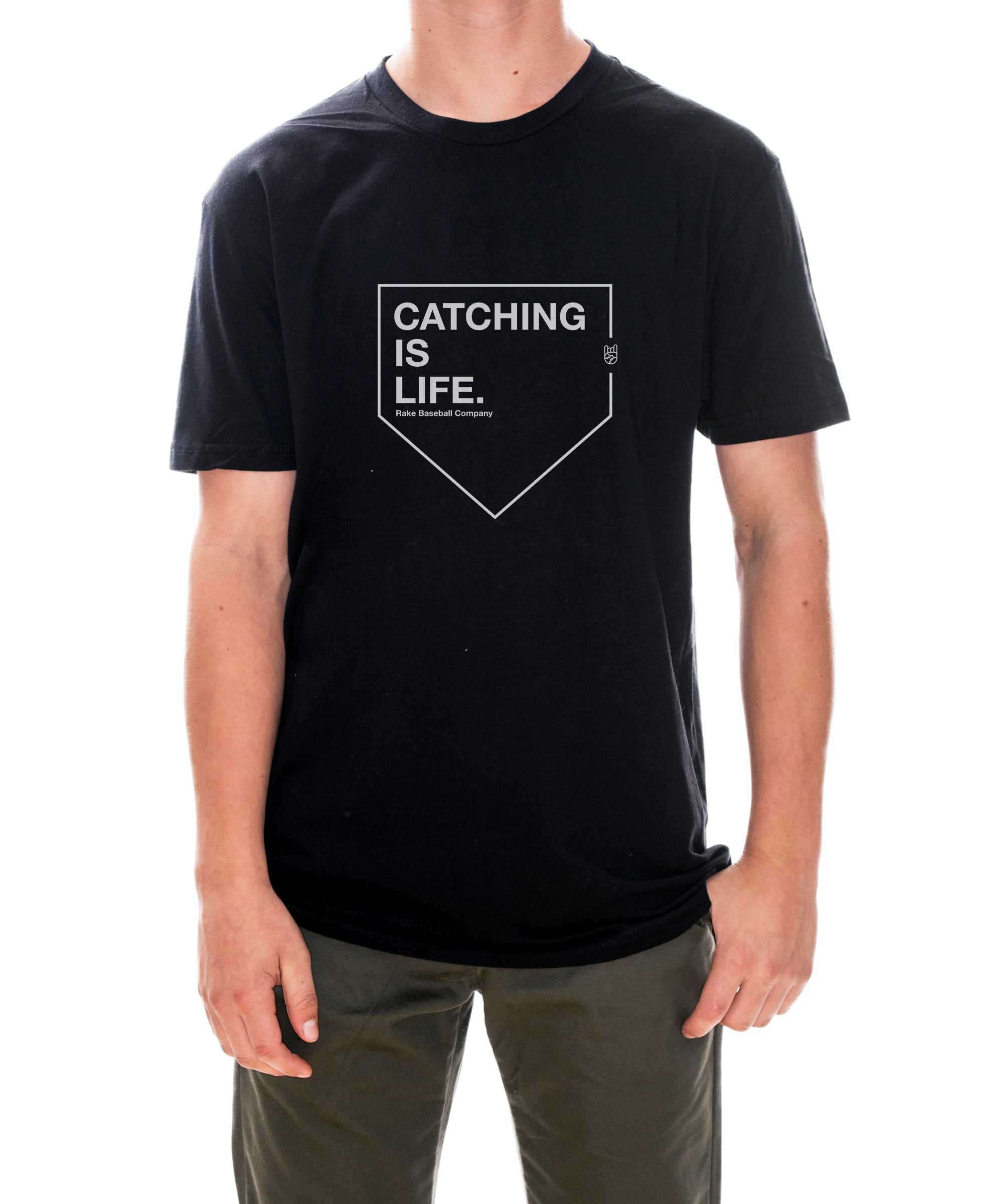 Catching Is Life Tee - Rake Baseball Company - RAKE BASEBALL | BASEBALL T-SHIRT | BASEBALL CLOTHING | GOOD VIBES ONLY