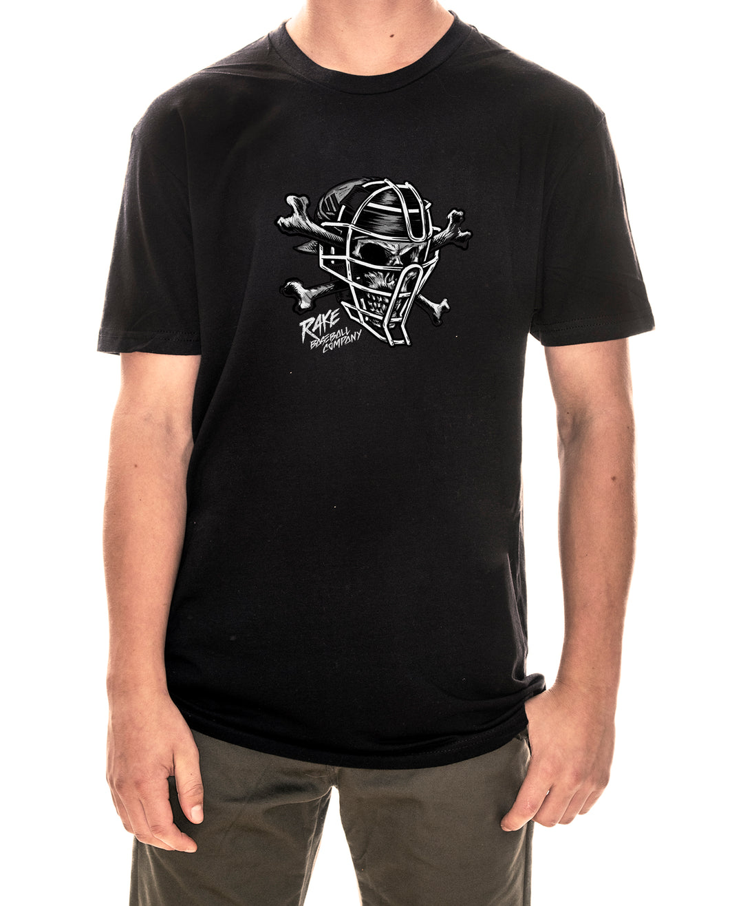 Catcher Skull Tee - Rake Baseball Company - RAKE BASEBALL | BASEBALL T-SHIRT | BASEBALL CLOTHING | GOOD VIBES ONLY