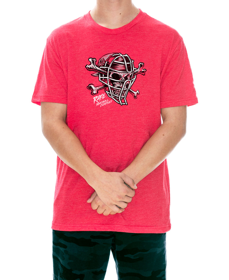 Catcher Skull Tee - Rake Baseball Company - RAKE BASEBALL | BASEBALL T-SHIRT | BASEBALL CLOTHING | GOOD VIBES ONLY