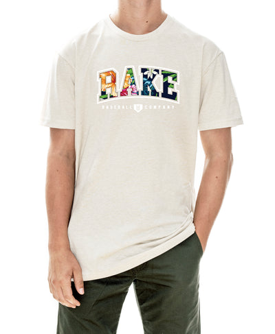 Rake Collegiate Foral Tee - Rake Baseball Company - RAKE BASEBALL | BASEBALL T-SHIRT | BASEBALL CLOTHING | GOOD VIBES ONLY
