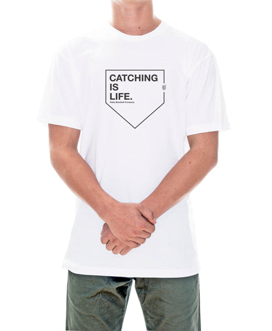 Catching Is Life Tee - Rake Baseball Company - RAKE BASEBALL | BASEBALL T-SHIRT | BASEBALL CLOTHING | GOOD VIBES ONLY