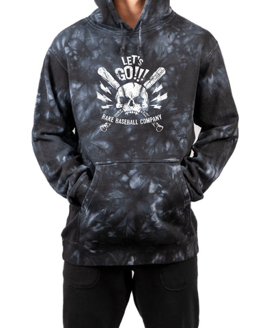 Let's Go! Skull Tie Dye Hoodie - Rake Baseball Company - RAKE BASEBALL | BASEBALL T-SHIRT | BASEBALL CLOTHING | GOOD VIBES ONLY