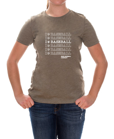 Women's I Love Baseball Tee - Rake Baseball Company - RAKE BASEBALL | BASEBALL T-SHIRT | BASEBALL CLOTHING | GOOD VIBES ONLY