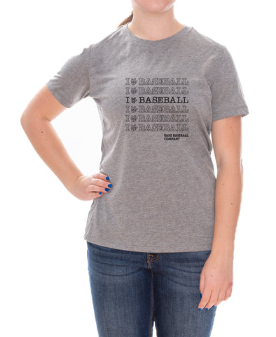 Women's I Love Baseball Tee - Rake Baseball Company - RAKE BASEBALL | BASEBALL T-SHIRT | BASEBALL CLOTHING | GOOD VIBES ONLY