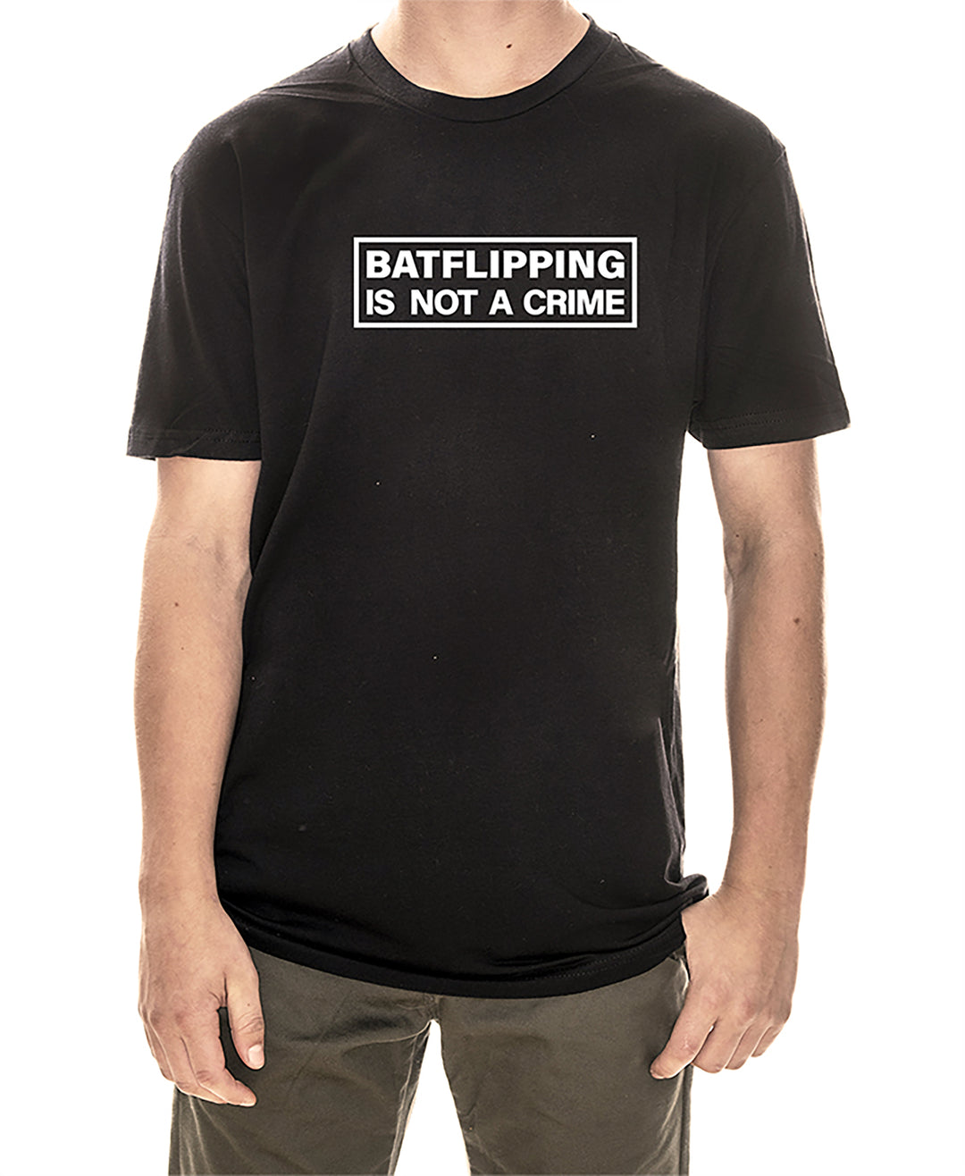 Batflipping Is Not A Crime - Rake Baseball Company - RAKE BASEBALL | BASEBALL T-SHIRT | BASEBALL CLOTHING | GOOD VIBES ONLY