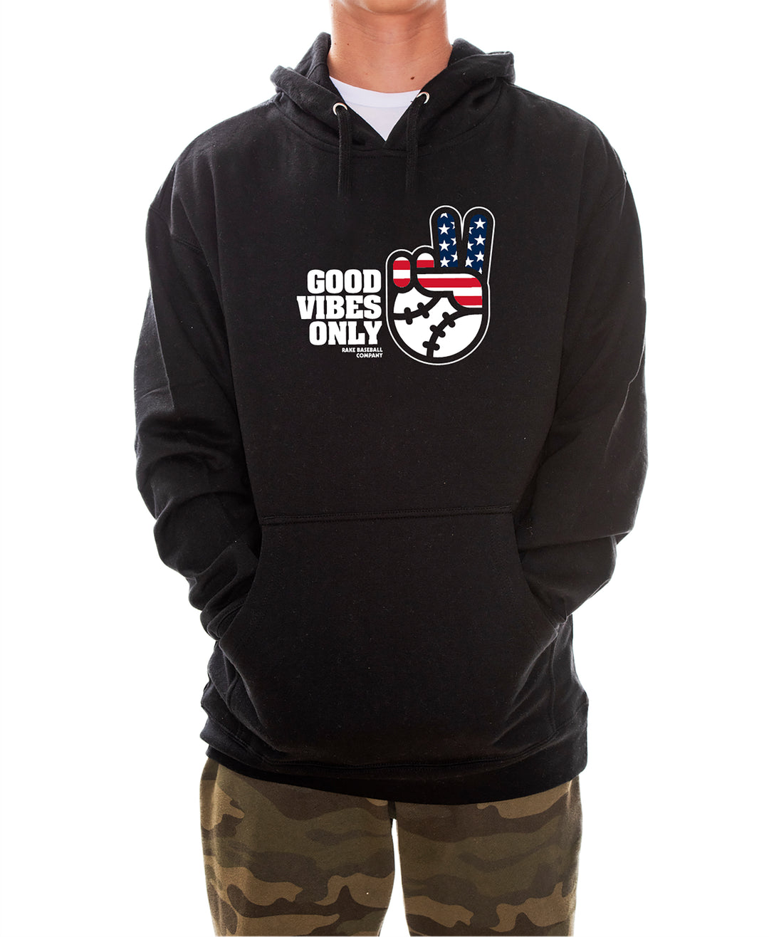 Good Vibes Only America Hoodie - Rake Baseball Company - RAKE BASEBALL | BASEBALL T-SHIRT | BASEBALL CLOTHING | GOOD VIBES ONLY